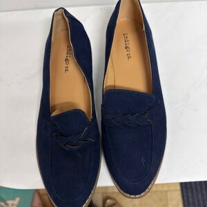 Navy suede loafers